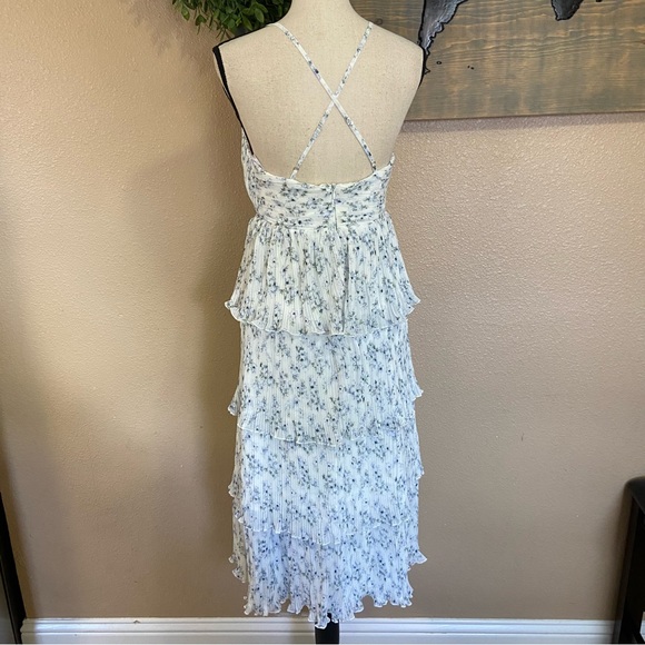 NWOT Lulus Petal Party White Floral Print Plisse Surplice Midi Dress - Picture 5 of 14